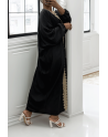 Longue abaya noire over size avec une jolie dentelle - 1