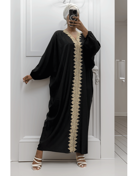 Longue abaya noire over size avec une jolie dentelle - 4