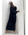 Longue abaya marine over size avec une jolie dentelle - 1