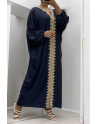 Longue abaya marine over size avec une jolie dentelle - 2