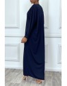 Abaya marine à encolure de strass et manches longues - 8